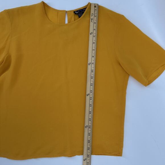 Vintage Sophisticates by Jonathan Martin Silk Top Womens Size M Yellow 90s - Picture 5 of 6